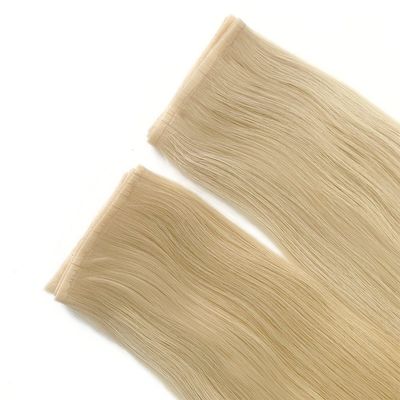 두 배로 그려진 금발색 피부 PU 평면 엮기 인간 머리카락 확장