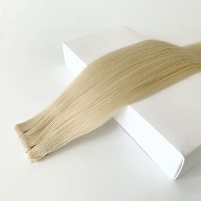두 배로 그려진 금발색 피부 PU 평면 엮기 인간 머리카락 확장