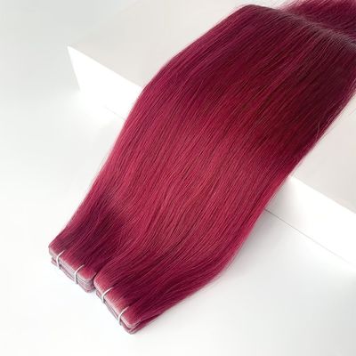 유럽어 두발 짜인 러시아어 인모 테이프 헤어 확장 두꺼운 끝 보이지 않는 7.5 * 70cm