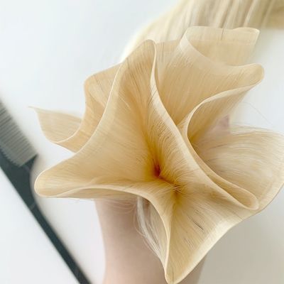 디자인 맞춤형 PU 피부 헤어 엮기 손 묶음 미니 평면 엮기 샐러리 사용자 정의