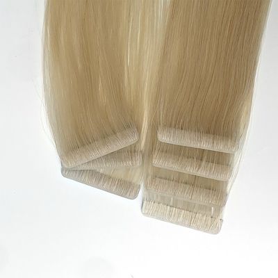 맞춤형 요청 100% 유럽 러시아어 처녀 보이지 않는 테이프 헤어 확장
