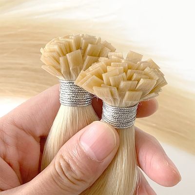 100% 러시아 인모 두 번 뻗은 사전 결합 된 평면 끝 머리카락 확장