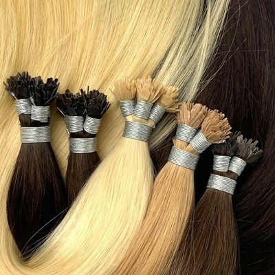 두 번 당겨진 Remy 인간 머리카락 U/I/Y 끝과 평면 끝 케라틴으로 미리 결합 된 확장