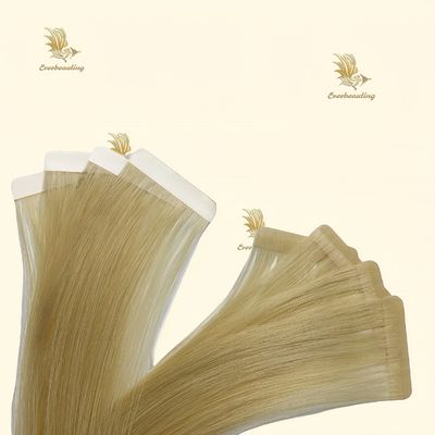 인머리 실크 직선 듀얼 드래그 PU 슬림 톱리스 테이프 인 헤어 엑스턴스 앙글