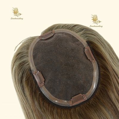 백색 여성용 머리 톱퍼 100% 인간 유럽 머리 16인치 듀얼 모노 실크 랜스 5.5&quot;X6.5&quot; 6 /T12 /T613